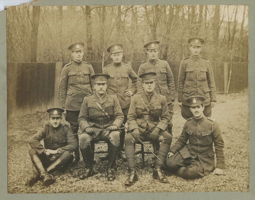 A F Toole standing 3rd from left recruit training in Putney