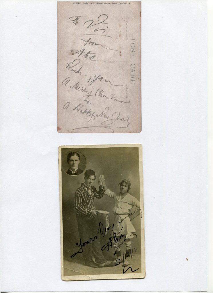 Alex Toole in costume Xmas greeting to Vi 1913 scaled