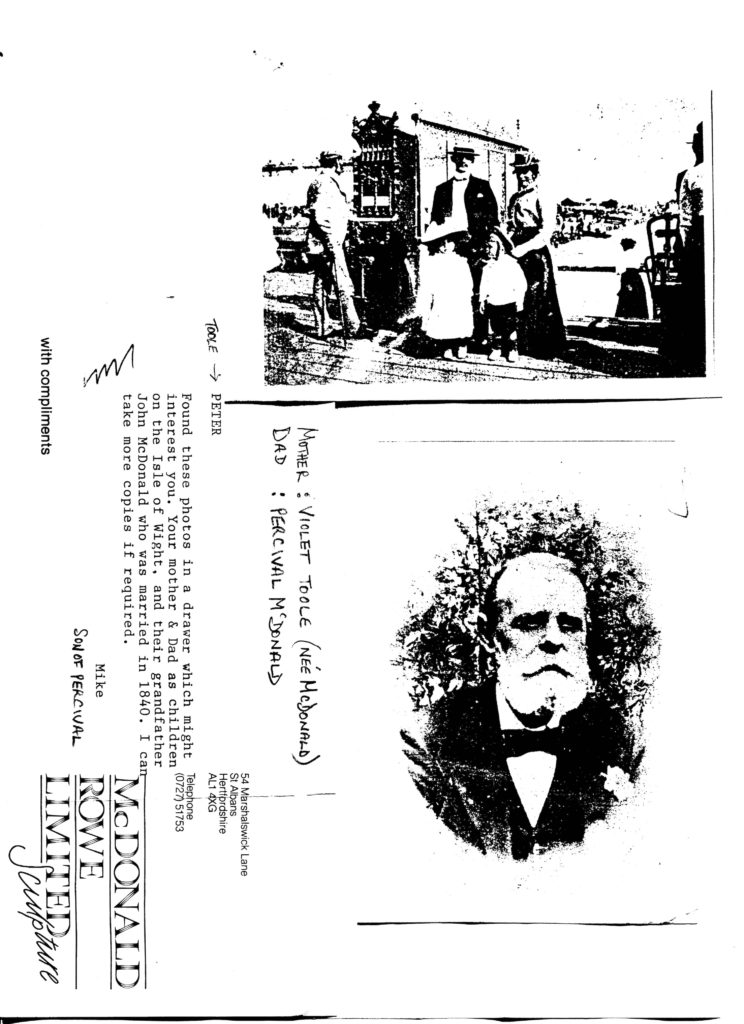 Violet Toole nee McDonald with parents and brother Perce scaled